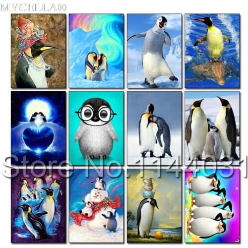 5D Diy Diamond Painting Cross Stitch Happy Feet Diamond Embroidery Mosaic Pattern Cute Penguin Picture Cartoon Kids For Gift