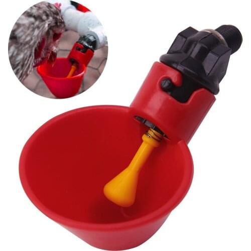 Red Poultry Water Drinking Cups Plastic Poultry Chicken Hen Bird Automatic Drinker