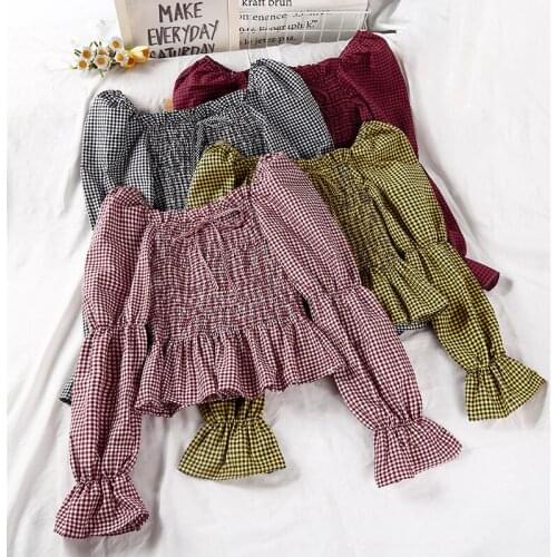 Elegant casual solid ruffled lace women blouse Plaid spring Embroidery button band collar shirt female fashion summer top lady