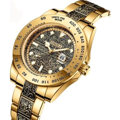 Mens Watch Retro Classic Fashion Luxury High Quality Gold Calendar Waterproof Watches for Men relogio masculino