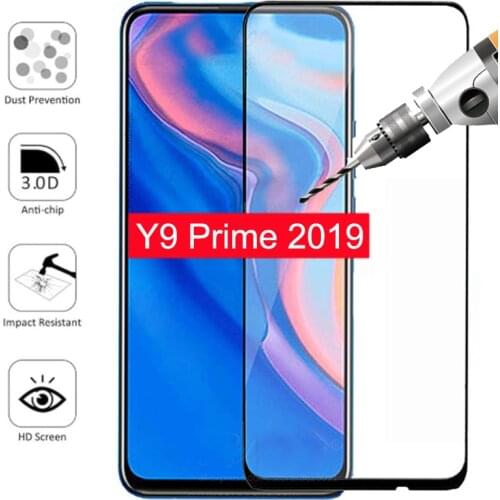 Case for huawei y9 prime 2019 tempered glass screen protector cover on y 9 9y y9prime protective phone coque bag 6.59 global 3d