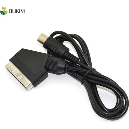 BUKIM Black High quality 1.8M/6FT EU version V-pin Scart cable RGB AV Cables PAL For Sega Megadrive 1 Genesis 1 Master System 1