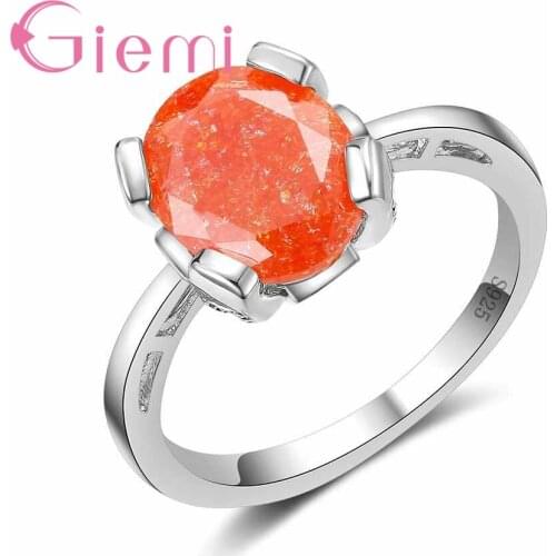 Hot Sell Clear Shiny Crystal Jewelry Rings 925 Sterling Silver Accessories Pretty Gifts For Girlfriends Simple Style