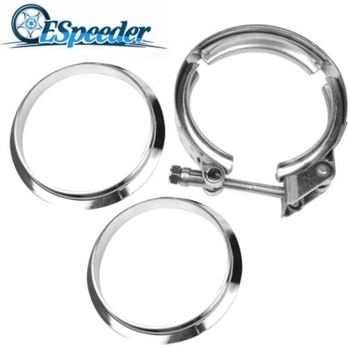 ESPEEDER 2.5"/3.0"/3.5" Universal V-Band Clamp Flange Kit Stainless Steel Clamps Male/Female Flange For Turbo Exhaust Downpipe