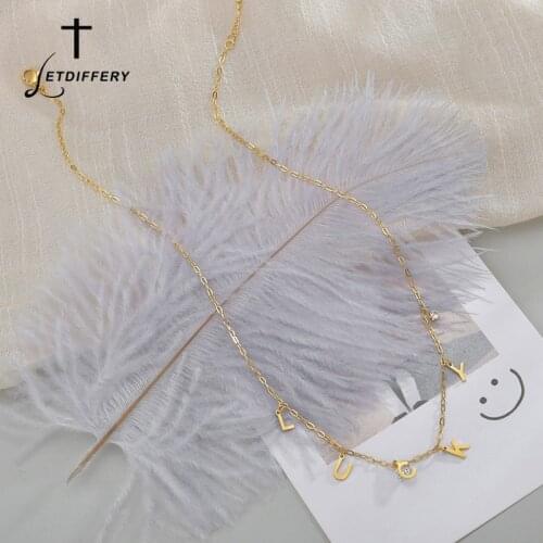Letdiffery Fashion Crystal Zircon Lucky Pendant Necklace Golden Stainless Steel For Women Party Jewelry Gifts Dropshipping