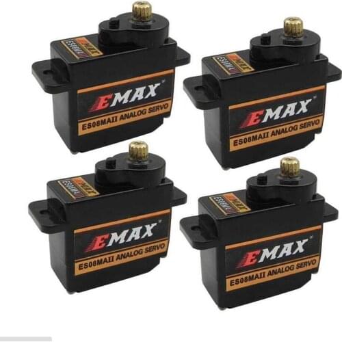 4PCS EMAX ES08MA II Metal Gear Servo Torque 2kg With JR Plug for RC Airplane Helicopter Aeromodelling