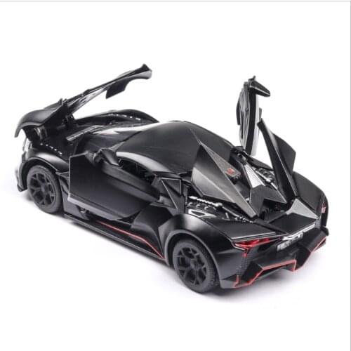 Simulation 1: 32 Lexan super sports car with sound and light open door alloy toy model decoration childrens toys black car