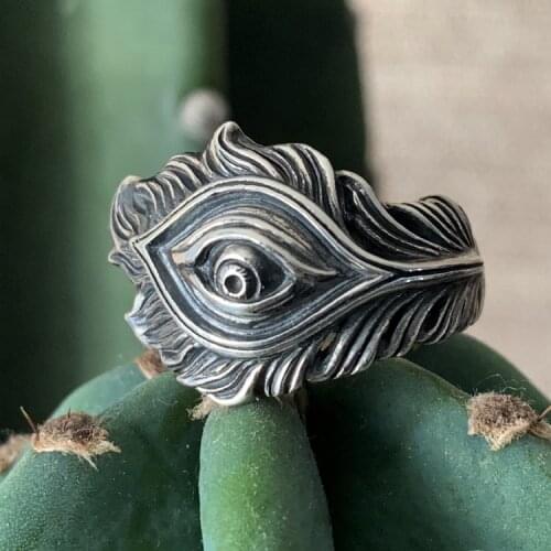 Onlysda Foreign Trade Personality Retro Fashion Feather Ring eye finger for man jewelry Gift OSR325