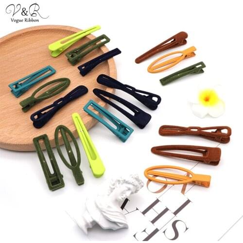 Geometric Hair Clips Set 2020 New Trendy Flocking/ Rubber Coated Surface Colorful Hair Clip Girls Hair Accessories Hair Pins