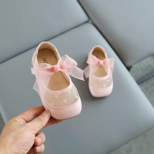 New Childrens Small Leather Shoes Fashion Mesh Breathable Bow Single Shoes 2021 Summer Autumn Cute Girls Princess Shoes G80