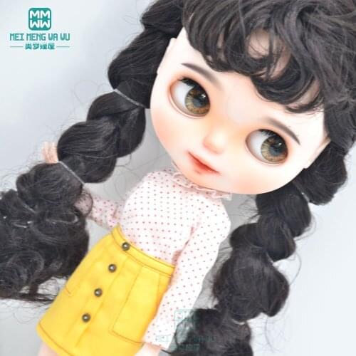 Blyth Doll Clothes fashion stand collar shirt, high heels, mini skirt for Blyth Azone OB23 OB24 1/6 doll accessories