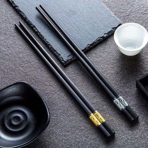 1 Pair Chinese Style Chopsticks Household Hotel High-End Tableware Alloy Catering Utensils Non-Slip Household Kitchen Utensils