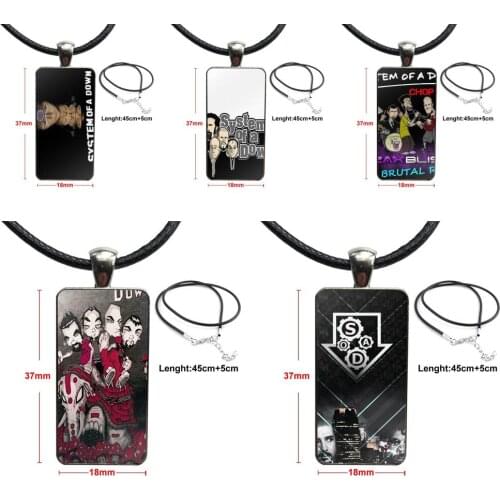 Awesome System Of A Down Fashion Glass Cabochon Pendant Rectangle Necklace Choker Necklace Jewelry For Unisex Party Gift