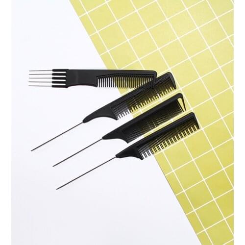Professional Hair Tail Comb Salon Cut Comb Styling Stainless Steel Spiked Hairdressing Plastic Pointed Tail Hair Picking Comb