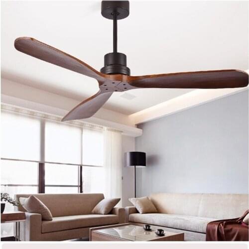 Industrial Vintage Ceiling Fan Without Light Wooden Ceiling Fans with Remote Control Nordic Simple Home Dining Room Ceiling Fans