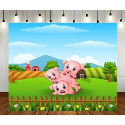 Photo Studio Props Photography Backdrop Three Little Pig Playing Together Vinyl Background Kids Birthday Party Decoration