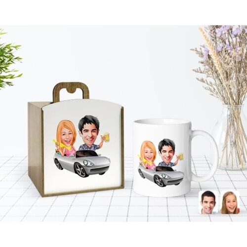 Tailor-made In Wooden Box Valentine Caricature Of White Mug Bardak-53