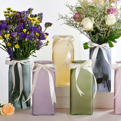 NEW Colored frosted glass Vase Flower Vase for Home Furnishing Model Room Decor Flower Vase for weddings home decoration