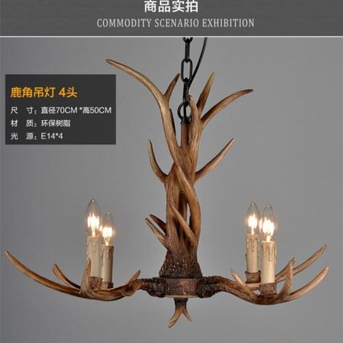 Europe Country 4 Heads Brown Dining Room Antler Chandeliers Lights Pendant Lamps Ceiling Fixtures Lighting, E14 110-240V