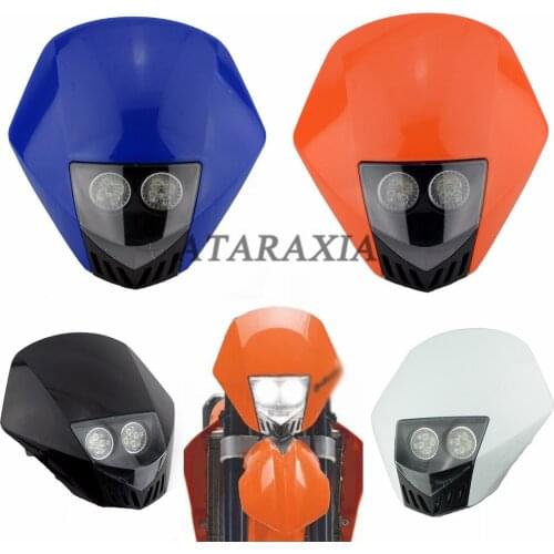 Universal Motorcycle Enduro White Headlamp Dirt Bike Motocross Dual LED Headlight Fairing For Honda Kawasaki Yamaha Suzuki Bike