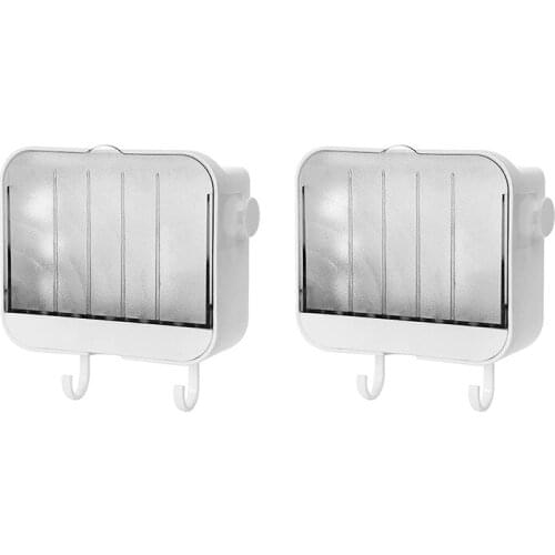 Vertical Dust-Proof Soap Dish with Lid, Bathroom Nail-Free Wall Hanging Soap Holder