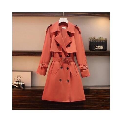 Spring/autumn Womens Windbreaker Coats Formal British Overcoat Double Breasted Trench Coat Roupas Feminina Plus Size 4xl Black