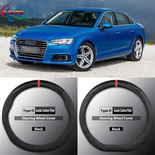 Four Seasons Universal Non-Slip Carbon Fiber Suede Steering Wheel Cover For Audi A4 Car Interior Accessories