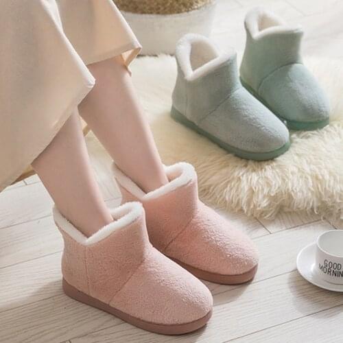 Ankle Boots Women Shoes Winter Warm Cotton Shoes Slip On Black Platform Boots Soft Comfort House Shoes Couples Plush Snow Boots