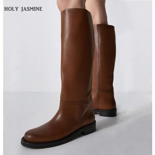 Size 34-42 Women Black Knee Boots Real Leather Platform Winter Shoes for Woman 2022 New Warm Fur Long Boots Office Lady Footwear