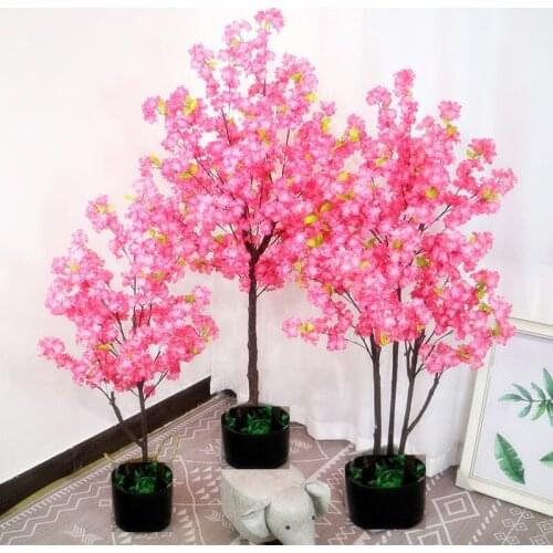 180CM Height Beautiful Cherry Blossom Tree Aritificial Flower Potting Fake Plant Ornament For Christmas Wedding Home Decor