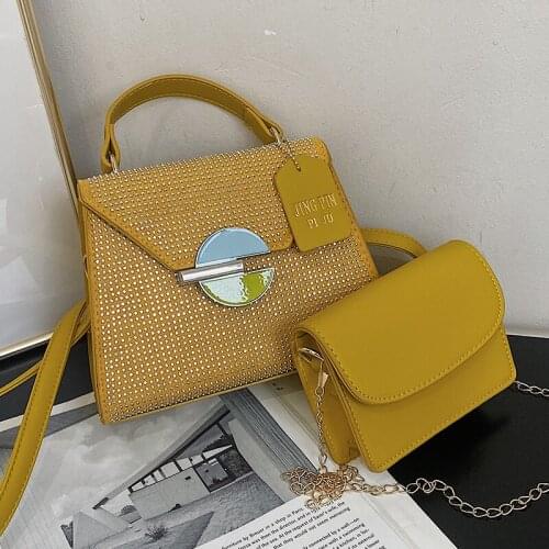 2PCS/SET Simple Small Women Crossbody Bags Chic Designer Handbags Blingbling Female Messenger Bag Trending Flap Shoulder Bag Sac