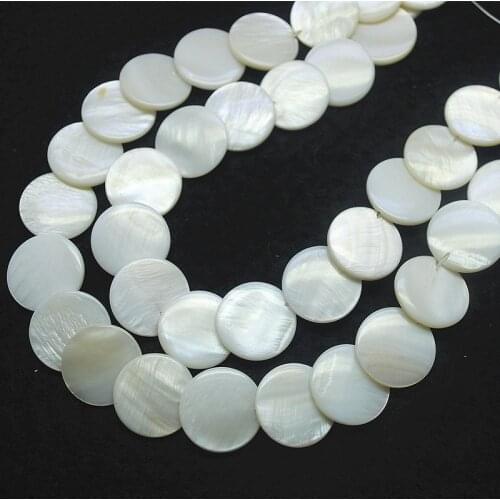 2 Strings 52PCS Nature White Mother OF Pearl Freshwater Shell Beads Round Shape 18mm For Women Necklace Making DIY Accessories