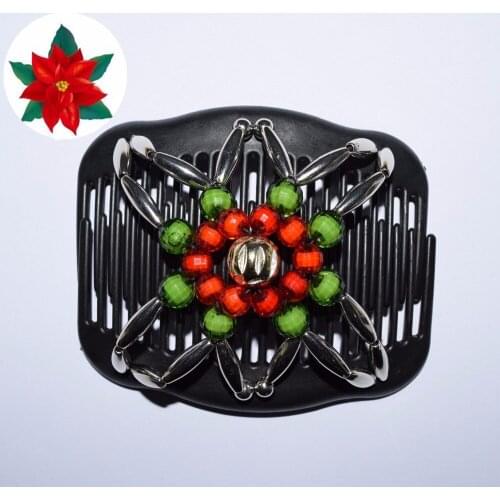 2018 50pcs/lot fashion red green golden silver christmas colour beads beautiful luxury christmas magic comb