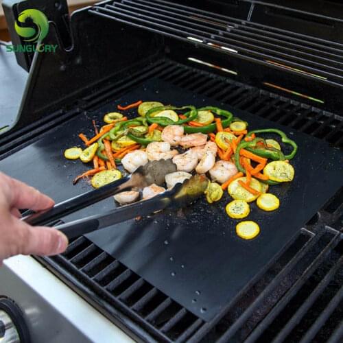 Non-stick Reusable BBQ Grill Mats Foil BBQ Liner Baking Sheet Meshes Portable Outdoor Picnic Cooking Tools Barbecue Grill Mat