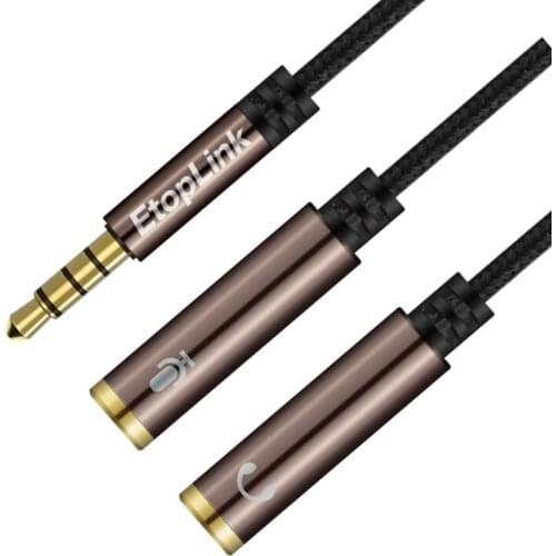 EtopLink 3.5mm Audio Splitter Cable for Computer Jack 3.5mm 1 Male to 2 Female Mic Y Splitter AUX Cable Headset Splitter Adapter