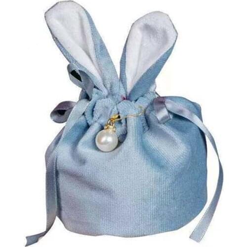 Cartoon Rabbit Ears Velvet Bags Baking Easter Candy Cookie Packaging Bag