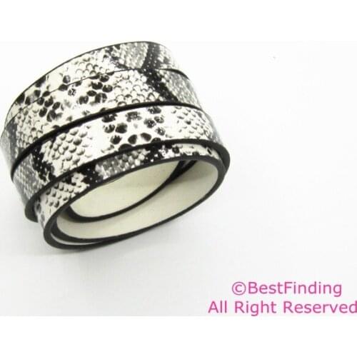 White snake skin lace 10mm leather cord 10x2mm Faux leather cord