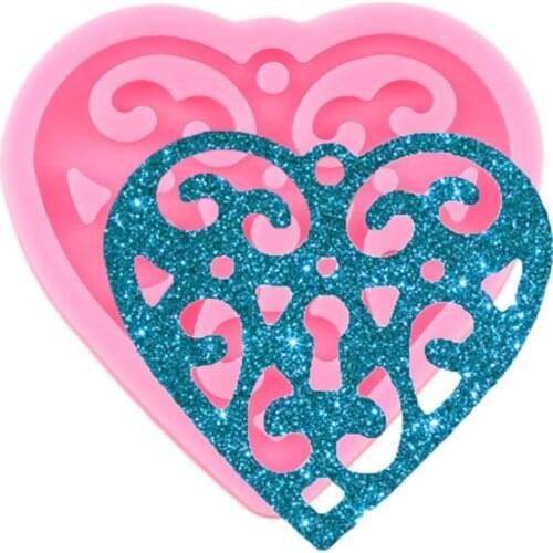 Shiny Glossy Heart Shape Silicone Mold Polymer Clay Pendant Molds DIY Handmade Charms Mould Jewelry Making Necklace Moulds