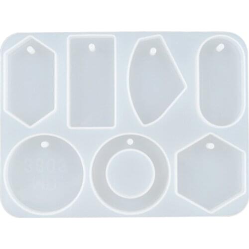 Large 6-Cavity Jewelry Silicone Mold with Hole for Polymer Clay Crafting Epoxy Pendant Earrings Jewelry Keychain Making
