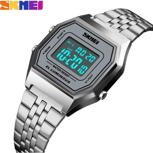 SKMEI Mens Watches Luxury Digital Clock For Male Military Waterproof Stainless Steel Electronic Wristwatch relogio feminino