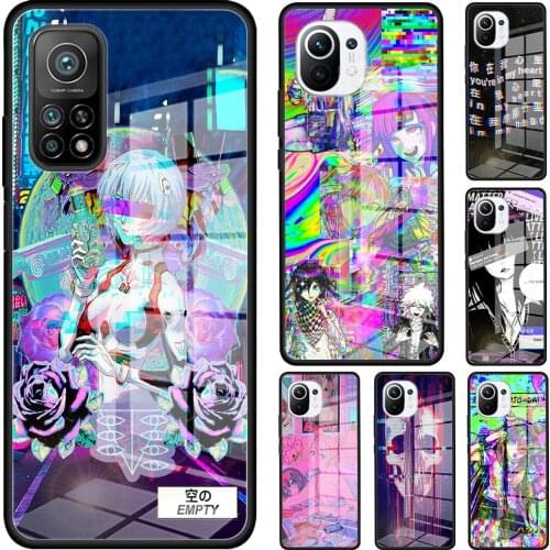 Vaporwave Glitch Anime Tempered Glass Phone Case For Xiaomi Mi 11 Ultra Poco X3 NFC 10T Pro Note 10 Lite 5G 9T M2 F2 11i Cover