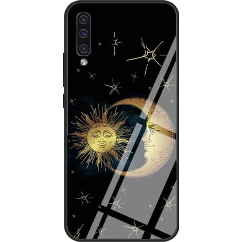 Vintage Sun Moon and Stars Celestial For Samsung A21S A20e A10 A20 A30 A50 A70 A31 A51 A71 A12 A52 A72 A32 Tempered Glass Case
