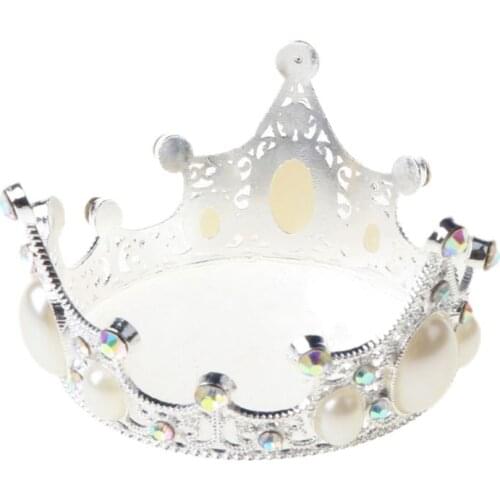 Baby Luxury Rhinestone Pearl Crown Mini Tiara Headband Princess Birthday Decor N84E