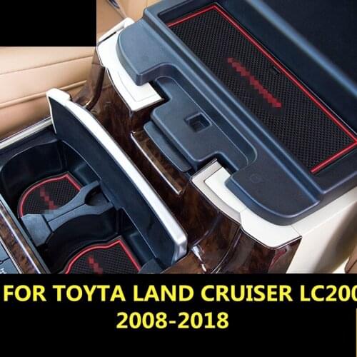 FOR TOYOTA LAND CRUISER LC200 2008-18 rubber mat door mat anti-slip Cup pad Interior decoration accessory styling Gate slot pad
