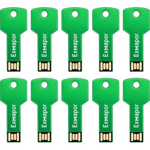Exmapor USB Drive 10 X 32 GB Metal Key USB Flash Drive 16 gb Thumb Drive USB Memory Stick 8gb 4gb 2gb 1gb Data Storage Green