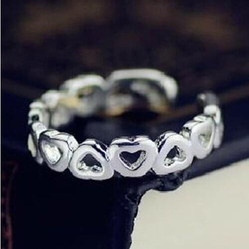 Hot Selling Retro Silver Color Forever Love Heart Finger Ring Original Jewelry Heart Stackable Ring For Women Girlfriend Gifts