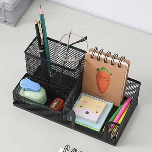 Metal Desktop Pen Holder Office Storage Box Pencil Desk Mesh Organizer CLH@8