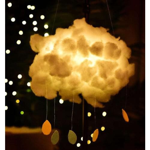 DIY Handmade Cute Cotton Cloud Light Hanging Dreamcatcher Night Light For Birthday Gift Home Bedroom Decor