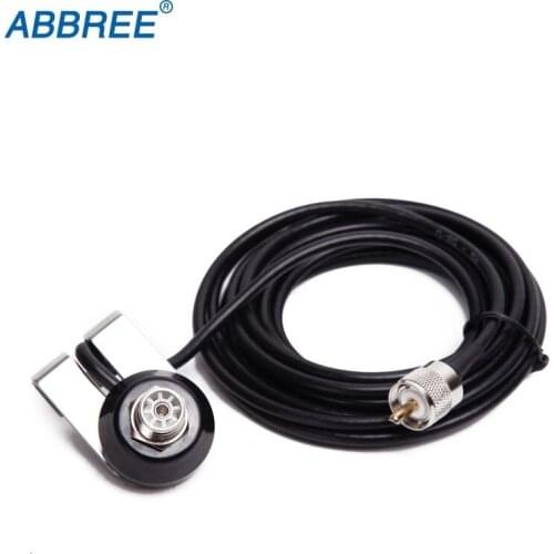 Mini Stainless Steel Mount Bracket Clip with 5M Extension Coaxial Feeder Cable for Kenwood Yaesu TYT QYT Mobile Radio Antenna