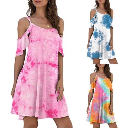 Fashion Women O-Neck Casual Pinting Pockets Short Sleeve Above Knee Mini Dress платье летнее женское2021 vestidos de mujer